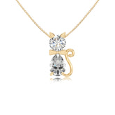 moissanite cat necklaces in yellow gold vermeil